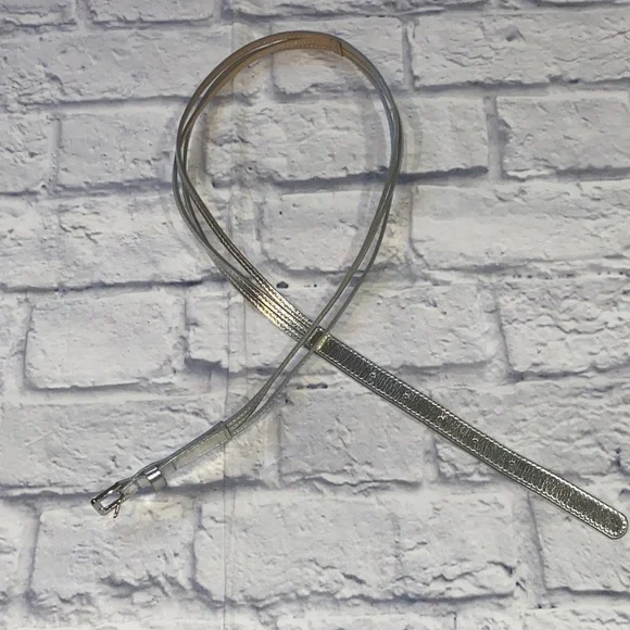 J. Crew Multi-Strand Skinny Leather Belt Size M Silver - Picture 2 of 9